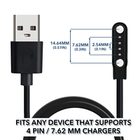 Câble de charge magnétique universel pour montre connectée, en cuivre pur, charge rapide, câble de charge magnétique à 4 broches, 7,62 mm, cordon de chargeur 60 cm