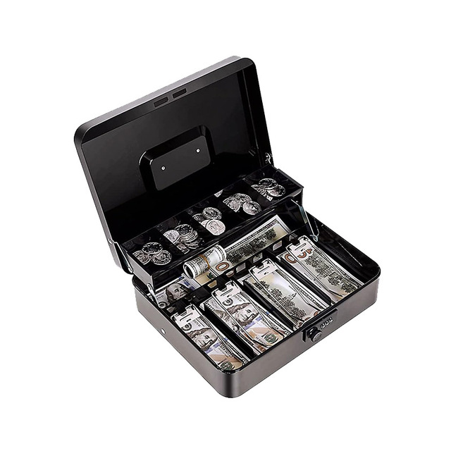 Large Capacity Metal Password Safe Toy Money Box Household Coin Bank with Combination Lock Steel and Plastic Cash Box