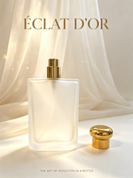 Flacon de parfum de luxe 100 ml en verre dépoli carré avec bouchon champignon doré, flacon pulvérisateur vide, logo personnalisé OEM