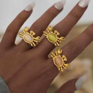 N&amp;S Modern Style 18K Gold Plated Adjustable Stainless Steel <strong>Crab</strong> Open Ring Fashionable Ins <strong>Jewelry</strong> for Engagement - Product Image 4