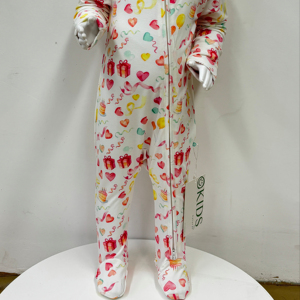 Combinaison pour bébé fille <span class=keywords><strong>OKIDS</strong></span> en fibre de bambou et élasthanne, respirante, douce, avec fermeture éclair cachée, imprimée, enveloppante - Product Image 1
