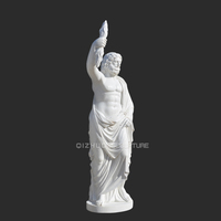Décor de jardin extérieur grandeur nature pierre naturelle homme nu dieu grec Figure Sculpture marbre blanc Statue de Zeus