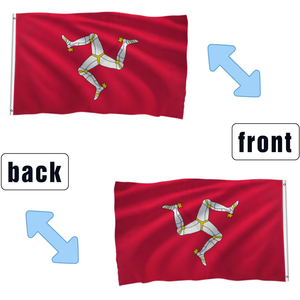 <span class=keywords><strong>Drapeau</strong></span> de l'île de <span class=keywords><strong>Man</strong></span> à trois branches de 3x5 pieds avec fond rouge, bannière en polyester double face - Product Image 2