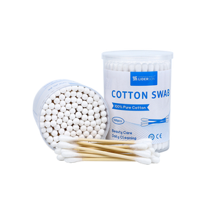 Échantillon gratuit 100 pièces/boîte de bâtonnets de coton en bambou avec boîte ronde pour le nettoyage des oreilles et du nez - Product Image 3