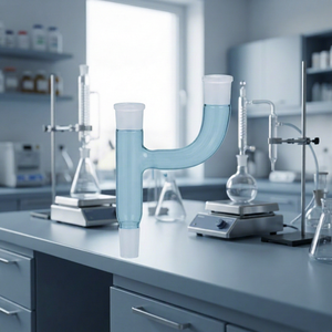หัวกลั่นแก้ว BIOLAB Boro 3.3 ตามมาตรฐาน DIN 12594 พร้อมข้อต่อคู่แบบขนาน ฐานทรงกรวย ขนาด 24x29 สำหรับห้องปฏิบัติการ OEM - Product Image 1