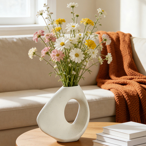 Jarrón de Flores de Cerámica Negro Mate Geométrico para Decoración <span class=keywords><strong>Minimalista</strong></span> del <span class=keywords><strong>Hogar</strong></span>, para Estantes, Sala de Estar, Repisa, Decoración del <span class=keywords><strong>Hogar</strong></span> - Product Image 1
