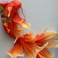 Superbe déco de poisson Koi en organza faite à la main, idéale pour les fêtes à thème asiatique, les zones d'aquarium à la maison, la décoration de restaurant