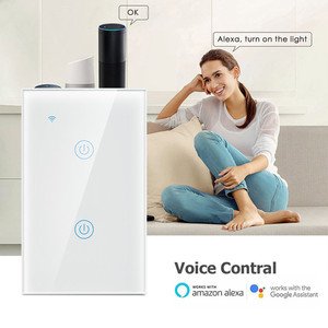 Xzj Sang Trọng 2 Gang Thông Minh Tường Chuyển Đổi Chúng Tôi <span class=keywords><strong>Wifi</strong></span> Tương Thích Cho Tuya Thủy Tinh Không Dây Kiểm Soát Ánh Sáng Không Thấm Nước Với 10A Max Hiện tại - Product Image 2