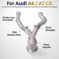 Knalpot Downpipe Kustom Langsung untuk Audi A6 A7 C8 3.0T 2019-2025 Baja Tahan Karat T304 Pipa Uji Peningkatan Daya 1:1 OEM Fit