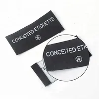 Coudre sur la conception nom personnalisé Logo extrémité plié Machine tissé marque taille étiquettes étiquettes de lavage pour T-shirts