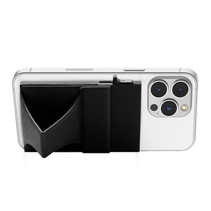 Casekey Wholesale New Minimalist Aluminum Sliding Card <b>Holder</b> Porta Carte Magnetic Pop Out Saffiano <b>Wallet</b> for Mobile Phone - Product Image 1