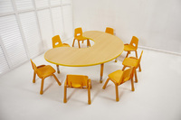 Ensemble table et chaise en forme de lune pour la maternelle, hauteur réglable, en plastique, pour enfants, mobilier de classe, vente chaude