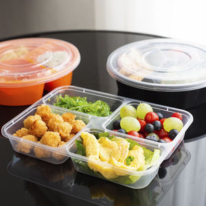 Repas rectangulaire noir micro-ondable à emporter jetable 1 2 3 4 5 6 compartiments en plastique boîte à emporter contenants de restauration rapide - Product Image 4