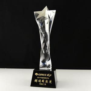 Giải Thưởng Dành Riêng Cho Tháp Sao Màu Đỏ Trong Suốt Màu Xanh Dương Giải Thưởng Cúp Thủy Tinh Trống MH-NJ0282 - Product Image 3