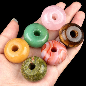 ลูกปัดหินอาเกตคริสตัลธรรมชาติขนาด8มม. รูใหญ่30มม. ลูกปัดแบนหลวมสำหรับงานฝีมือโคมไฟแก้วลูกปัดคริสตัลรู8มม. - Product Image 1