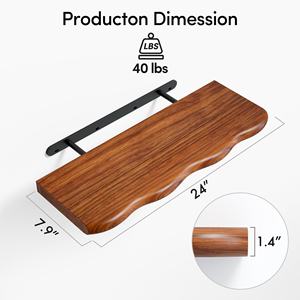 Étagères flottantes finies en <span class=keywords><strong>noyer</strong></span> pour mur, support d'étagère en pin massif rustique <span class=keywords><strong>de</strong></span> luxe pour la décoration <span class=keywords><strong>de</strong></span> la pièce, OEM pris en charge - Product Image 3