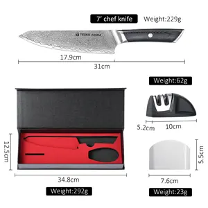 67 Layers Damascus Steel Kitchen Chef Knife G10 Handle Kiritsuke Knife Set With Custom Gift Box