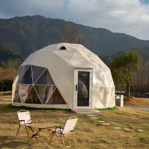 Dôme de glamping de luxe en plein air avec deux chambres à coucher, type à armatures droites en PVC pour les stations balnéaires, dôme géodésique avec salle de bain et toilettes - Product Image 3