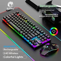 RAIKU R905 Wireless Keyboard Mouse Combo 2.4G Rechargeable 7 Color Changing Mouse DPI Switch Floating Keycaps for Desktop Office