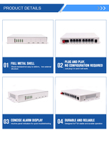 Konverter Penerima Serat Optik 8 Saluran Mux RJ11 Voice Over Fiber, Multiplexer 8Voice FXS/FXO POTS
