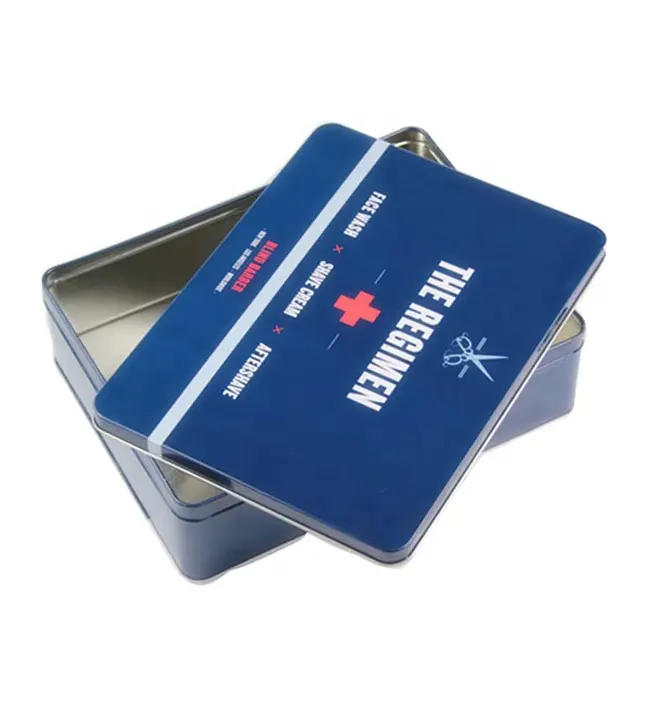rectangular gift tin box for Men's shaving foam and shaver packaging razor tin box