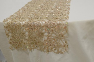 Luxury Embroidered Geometric Table Runner for Wedding Polyester Decorative Tablecloth with Sparkle Design - Product Image 2