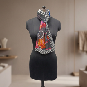 Women's Reversible Cotton <b>Scarf</b> <b>Long</b> Checkered Pattern Digital Printing All Seasons Daily Wear Accessory - Product Image 3