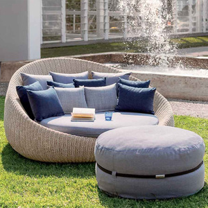 Cama de Jardín de Alta Calidad Personalizable para Patio o Piscina, con Marco de Aluminio Impermeable y Ratán, Diseño Redondo Doble para Exteriores - Product Image 2