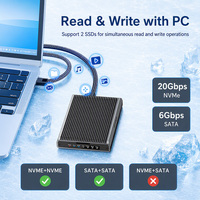 Boîtier externe RAID SATA NVME M.2 pour SSD, 20 Gbps, compatible avec les SSD NVME SATA M.2 2230 2242 2260 2280