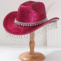 Chapeaux de cowboy en gros avec paillettes argentées, franges en strass de cristal pour enterrement de vie de jeune fille, douche nuptiale, fête de mariage pour femmes