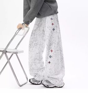 Vintage High Street Sweatpants Men Baggy Joggers Heavyweight Cotton Casual <strong>Trousers</strong> Loose Streetwear Adjustable <strong>Drawstring</strong> - Product Image 6
