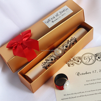 Boîtes en papier uniques, élégantes et luxueuses, avec des cartes d'invitation de mariage de luxe enroulées, avec texte personnalisé