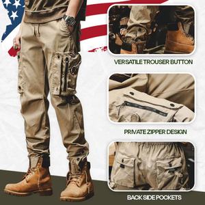 Pantalons cargo décontractés vintage multi-poches personnalisés pour hommes - Product Image 6