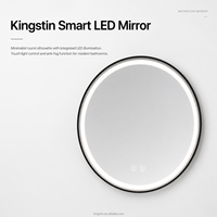 Kingstin Miroir Bain Rond LED Cadre Métal Anti-Buée Intelligent 3 Couleurs Taille Personnalisée Garantie 2 Ans