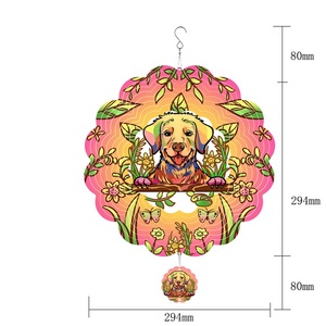 Colorido Molinillo de Viento Metálico Rectangular de 12 Pulgadas con Diseño de Perro para Decoración de Jardín y Patio, Adorno Exterior Impermeable Estilo Art Deco - Product Image 2