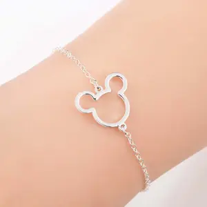 Cute Cartoon Mouse Pierced Bracelets Adjustable Bracelet Stainless Steel Bangle Designer Fashion Jewelry
