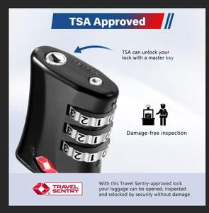TSA-goedgekeurde 2-pack bagagesloten, 3-cijferige combinatie, gelegeerd staal en zink, flexibel reisslot - Product Image 2