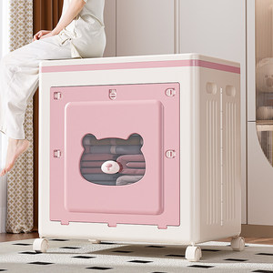 Caja de Almacenamiento de Ropa de Plástico MUJIE Importada de Japón, Organizador Doméstico de Gran Capacidad, Diseño de Oso de Dibujos Animados, Tapa Abatible con Ruedas - Product Image 1