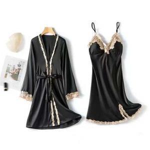 Set Pigiama Sexy <span class=keywords><strong>da</strong></span> Donna in Cinque Pezzi per Estate e Autunno, Set Sottile <span class=keywords><strong>Taglie</strong></span> <span class=keywords><strong>Forti</strong></span> con Vestaglia a Maniche Lunghe e Camicia <span class=keywords><strong>da</strong></span> <span class=keywords><strong>Notte</strong></span> - Product Image 5