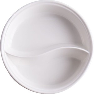 Tazón de Cerámica Blanco Puro Creativo con Doble Compartimiento; Tazón para Ensalada de Frutas para Uso Doméstico, Tazón Dividido para Verduras, Apto para Microondas - Product Image 5