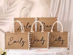 Bộ túi dây rút Jute <span class=keywords><strong>Bag</strong></span> Tote Shopper - Bộ thêu cổ điển có thể gập lại chịu lực cao không thấm nước có thể tái sử dụng - Product Image 2