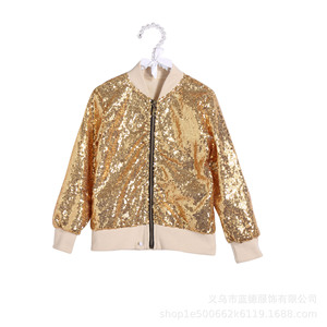 Filles manteaux Filles Sequin Veste Enfants Bomber À Manches Longues Zip Up Sparkle Vêtements Danse Outfit <span class=keywords><strong>Rockstar</strong></span> Costume avec Poches - Product Image 3