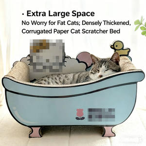 لوح خدش للقطط مع عش مدمج صديق للبيئة بنمط كرتوني وتغليف من الكرتون، سهل التركيب من الورق المموج عالي الكثافة - Product Image 4