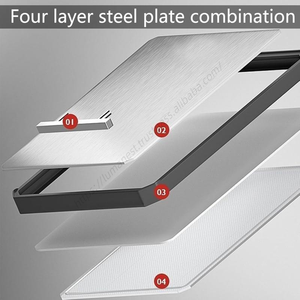 Planche à découper double face en paille de blé et acier inoxydable 304 avec poignée, grande taille, populaire pour la cuisine, vente en gros - Product Image 3