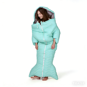 Sac <span class=keywords><strong>de</strong></span> couchage en peluche en forme <span class=keywords><strong>de</strong></span> requin pour adulte RS93, doux, chaud, portable, pour le camping en plein air, la randonnée, les voyages, les pique-niques - Product Image 5