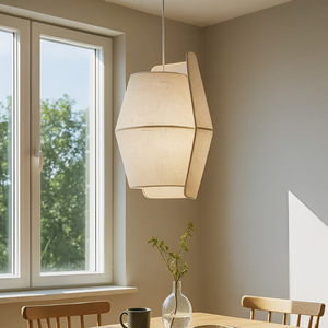 Lámpara colgante moderna de forma ovalada, tela blanca, LED E27, cabezal único, para dormitorio, estudio, cafetería - Product Image 3
