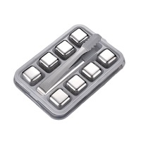 Ensemble de glaçons réutilisables en acier inoxydable 304, écologiques, argentés, personnalisables avec impression pour les glaçons - Accessoires pour boissons