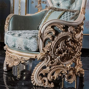Juego de sofá de salón de tela real con acento de estilo francés, sofá seccional tallado, muebles de sala de estar turcos Mobilya a la venta - Product Image 4