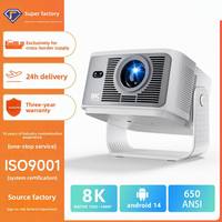 Projecteur Home Cinéma 1080P, 650 Lumens ANSI, Android 14 LED, WiFi 6, 10000:1, Prise en charge 8K pour Jeux Intérieurs et Extérieurs