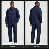 Ensemble d'uniformes de travail personnalisés 20% coton 80% polyester 195g Ripstop Bouton dissimulé Fermeture éclair YKK OEM MOQ100